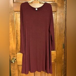 Old Navy Burgundy Rayon Long Sleeve Dress